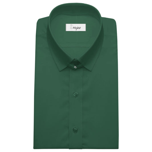 Snap Tab Collar Men's Green Dress Shirt Retro James Bond Celebrity Style Dress Classic Kent Clergy Collar Shirt Eton Loop Collar 70s 80s