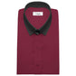 Snap Tab Collar Men's Maroon Dress Shirt Retro James Bond Celebrity Style Dress Classic Kent Clergy Collar Shirt Eton Loop Collar 70s 80s