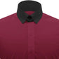 Snap Tab Collar Men's Maroon Dress Shirt Retro James Bond Celebrity Style Dress Classic Kent Clergy Collar Shirt Eton Loop Collar 70s 80s