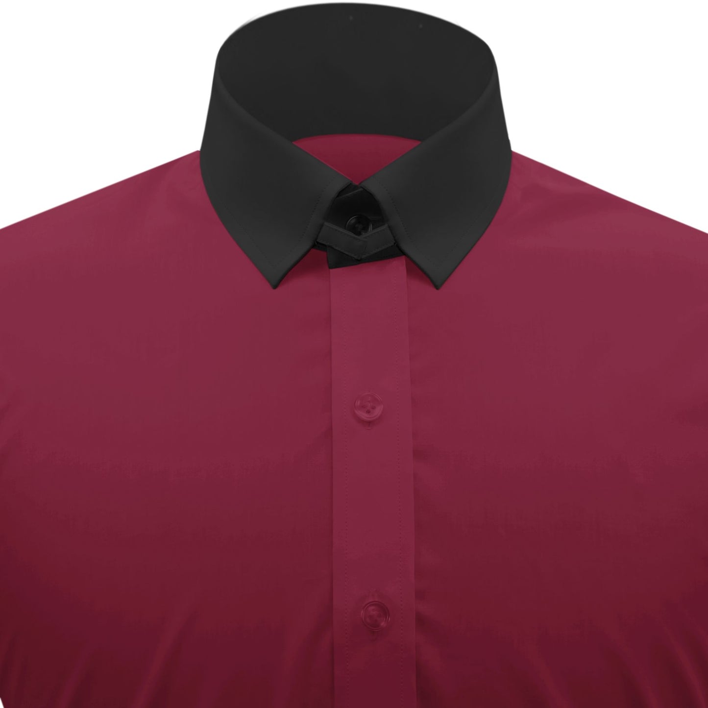 Snap Tab Collar Men's Maroon Dress Shirt Retro James Bond Celebrity Style Dress Classic Kent Clergy Collar Shirt Eton Loop Collar 70s 80s