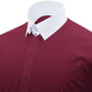 Snap Tab Collar Men's Maroon Dress Shirt Retro James Bond Celebrity Style Dress Classic Kent Clergy Collar Shirt Eton Loop Collar 70s 80s