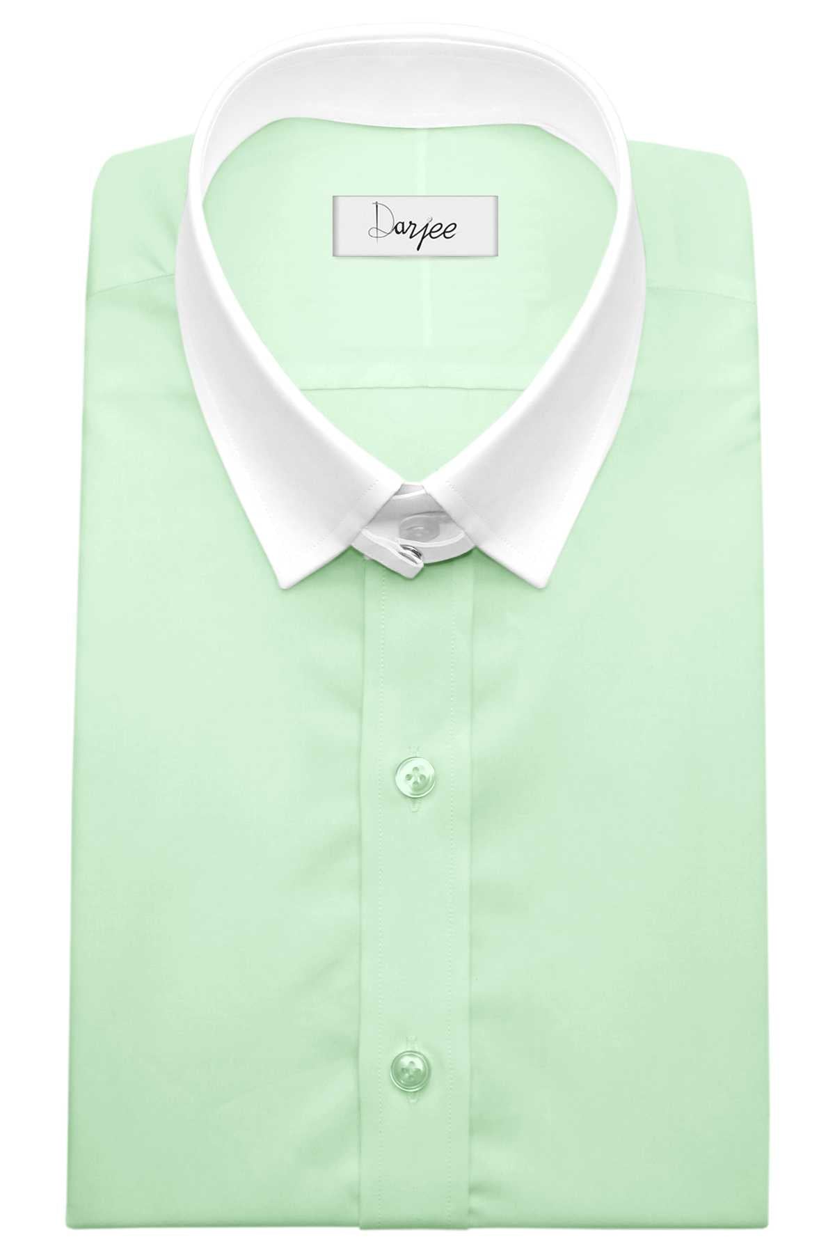 Snap Tab Collar Men's Mint Green Dress Shirt Retro James Bond Celebrity Style Dress Classic Kent Clergy Collar Shirt Eton Loop Collar 70s 80s