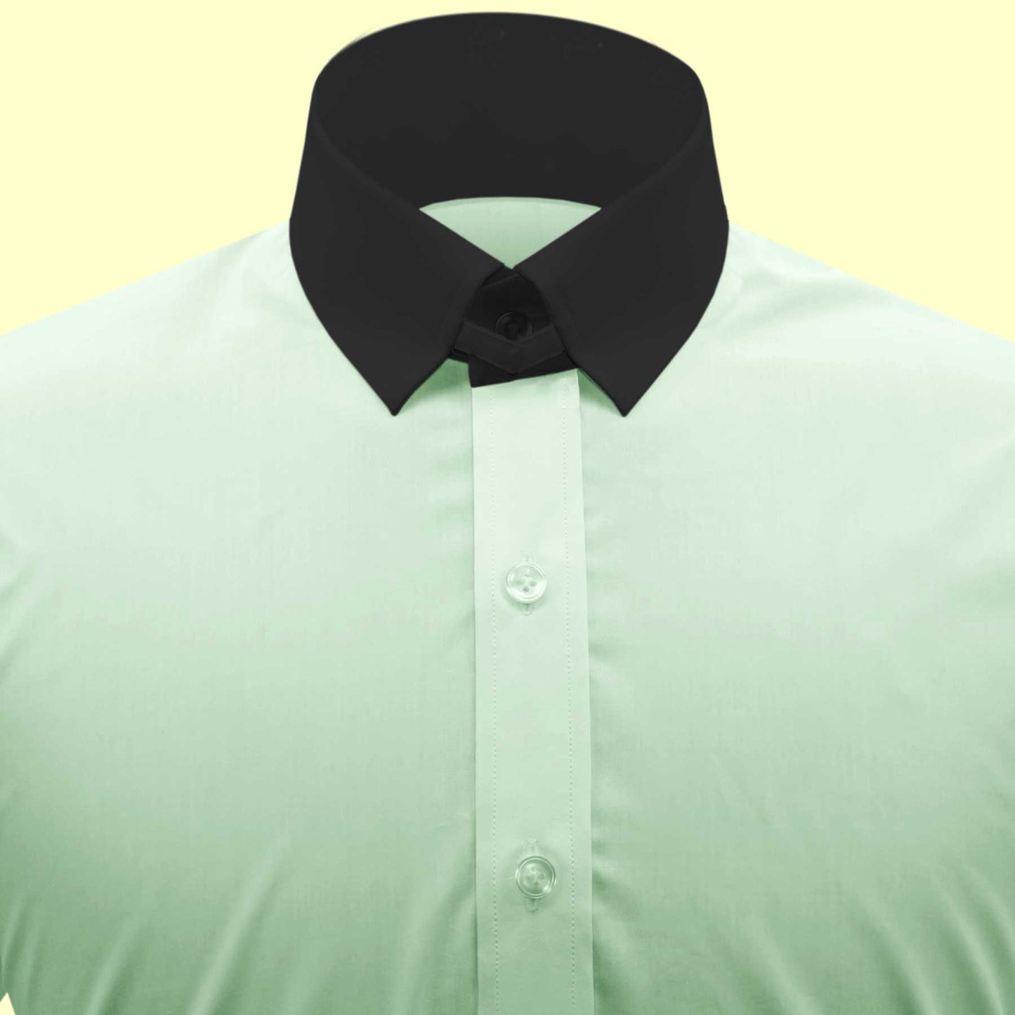Snap Tab Collar Men's Mint Green Dress Shirt Retro James Bond Celebrity Style Dress Classic Kent Clergy Collar Shirt Eton Loop Collar 70s 80s
