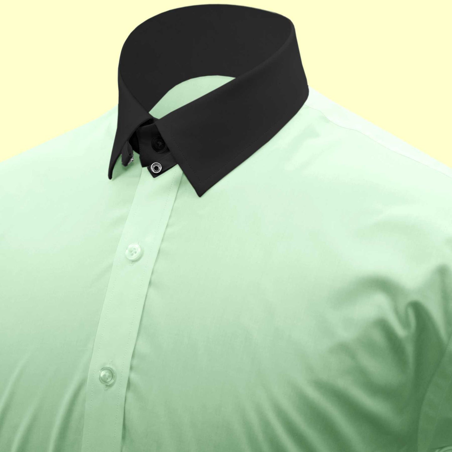 Snap Tab Collar Men's Mint Green Dress Shirt Retro James Bond Celebrity Style Dress Classic Kent Clergy Collar Shirt Eton Loop Collar 70s 80s