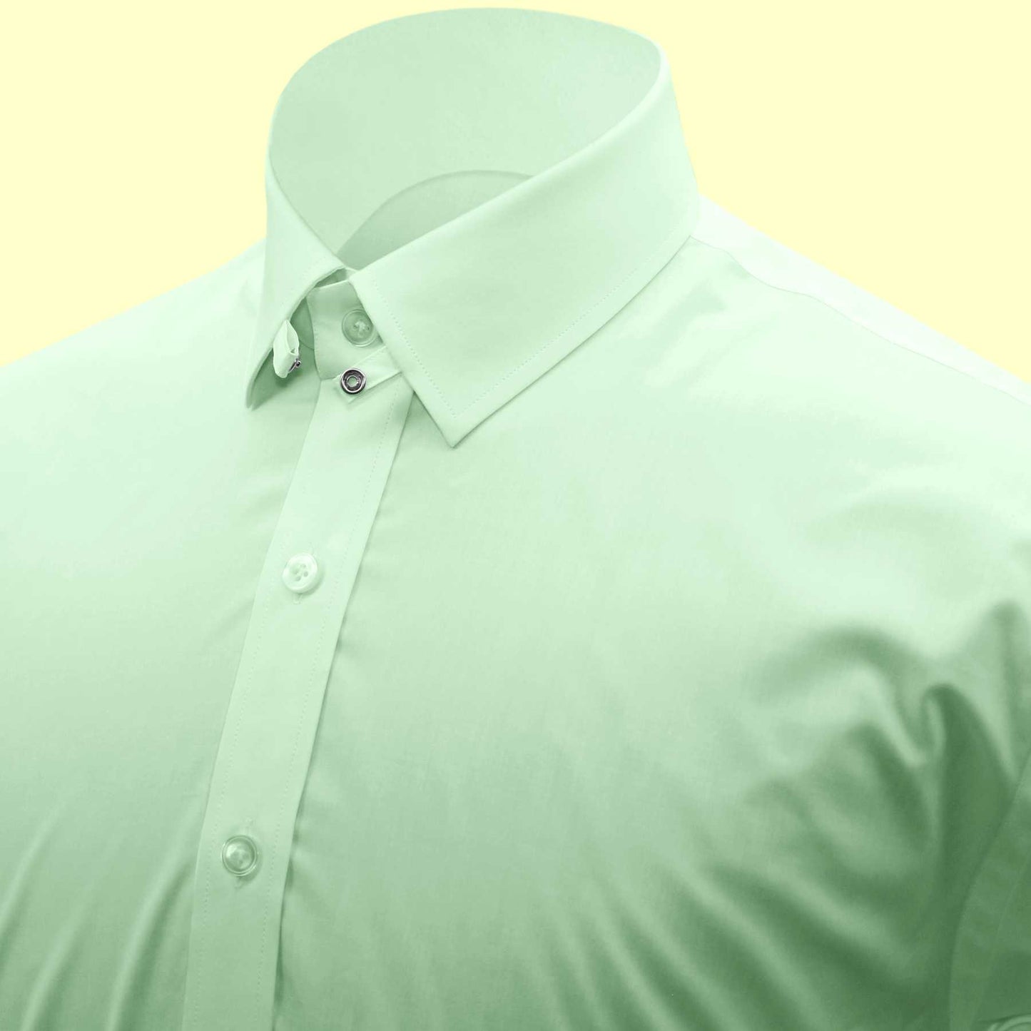 Snap Tab Collar Men's Mint Green Dress Shirt Retro James Bond Celebrity Style Dress Classic Kent Clergy Collar Shirt Eton Loop Collar 70s 80s