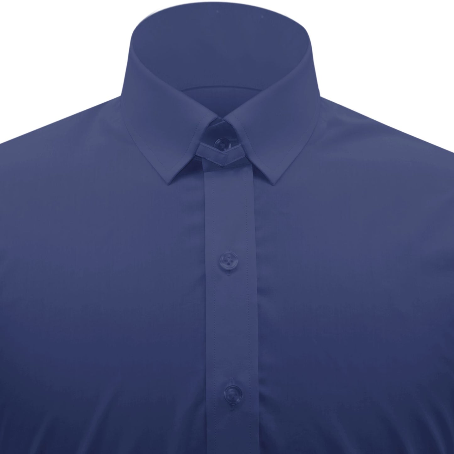 Snap Tab Collar Men's Navy Blue Dress Shirt Retro James Bond Celebrity Style Dress Classic Kent Clergy Collar Shirt Eton Loop Collar 70s 80s