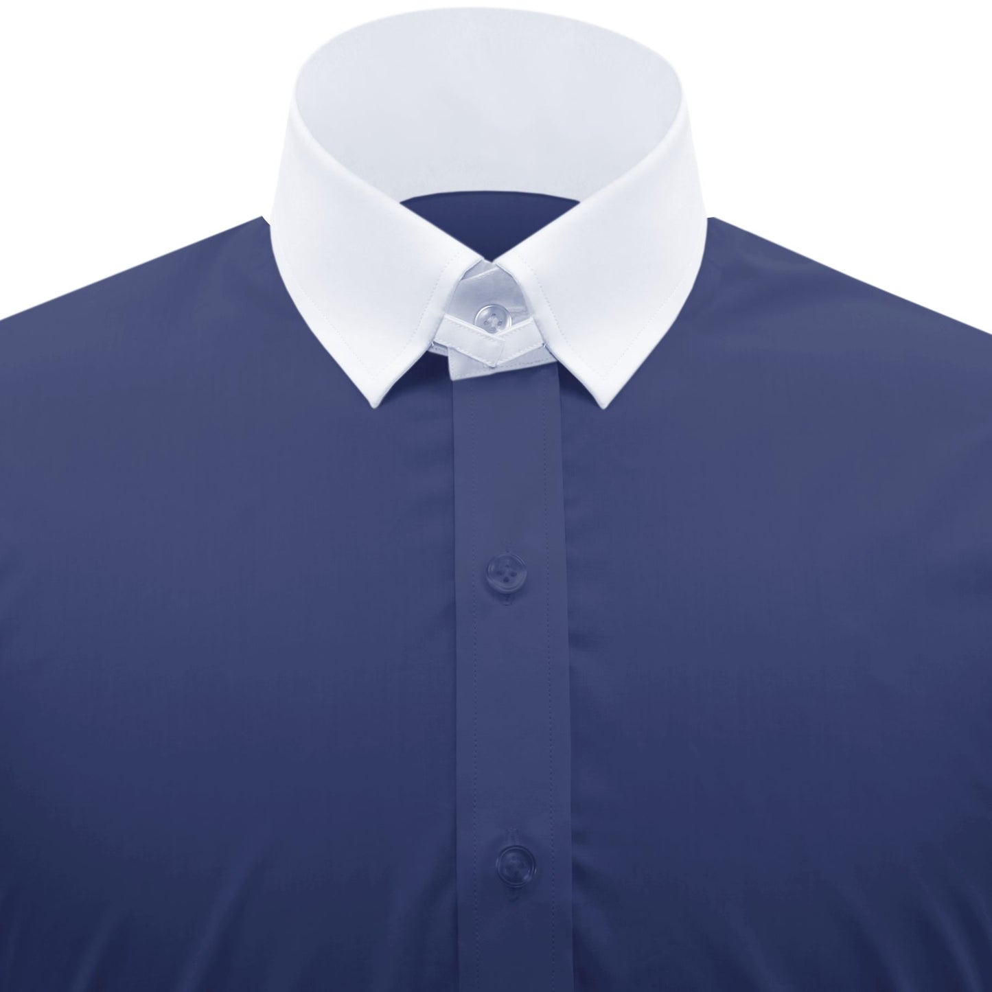 Snap Tab Collar Men's Navy Blue Dress Shirt Retro James Bond Celebrity Style Dress Classic Kent Clergy Collar Shirt Eton Loop Collar 70s 80s
