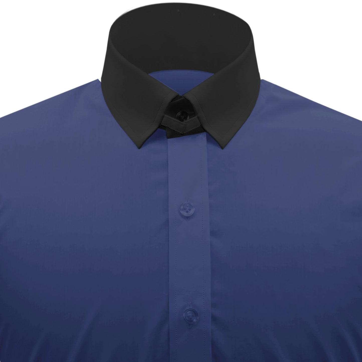 Snap Tab Collar Men's Navy Blue Dress Shirt Retro James Bond Celebrity Style Dress Classic Kent Clergy Collar Shirt Eton Loop Collar 70s 80s