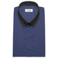 Snap Tab Collar Men's Navy Blue Dress Shirt Retro James Bond Celebrity Style Dress Classic Kent Clergy Collar Shirt Eton Loop Collar 70s 80s
