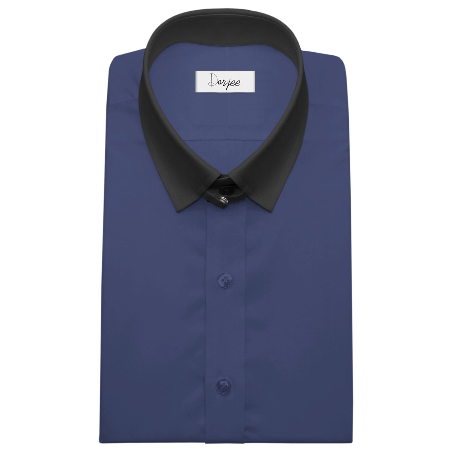 Snap Tab Collar Men's Navy Blue Dress Shirt Retro James Bond Celebrity Style Dress Classic Kent Clergy Collar Shirt Eton Loop Collar 70s 80s