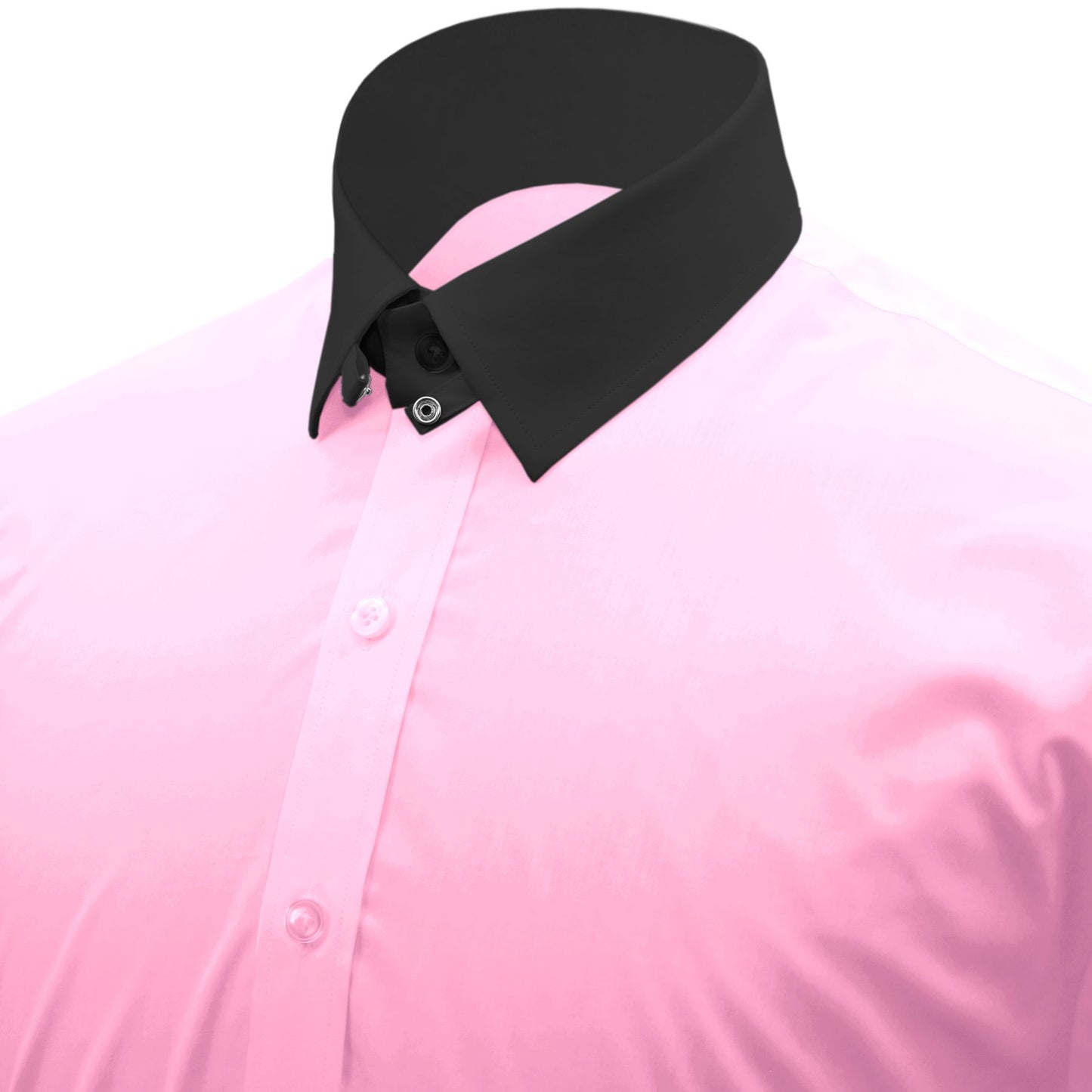Snap Tab Collar Men's Pink Dress Shirt Retro James Bond Celebrity Style Dress Classic Kent Clergy Collar Shirt Eton Loop Collar 70s 80s