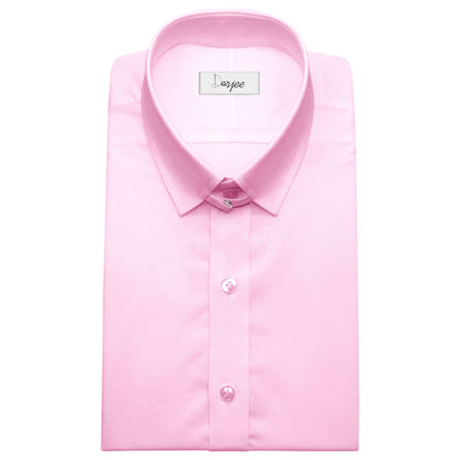 Snap Tab Collar Men's Pink Dress Shirt Retro James Bond Celebrity Style Dress Classic Kent Clergy Collar Shirt Eton Loop Collar 70s 80s