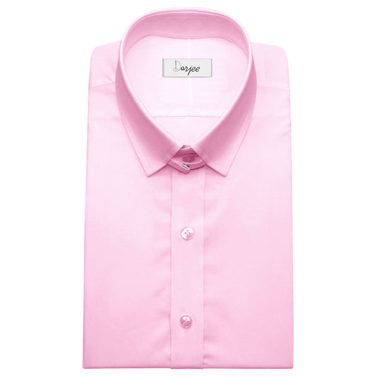 Snap Tab Collar Men's Pink Dress Shirt Retro James Bond Celebrity Style Dress Classic Kent Clergy Collar Shirt Eton Loop Collar 70s 80s