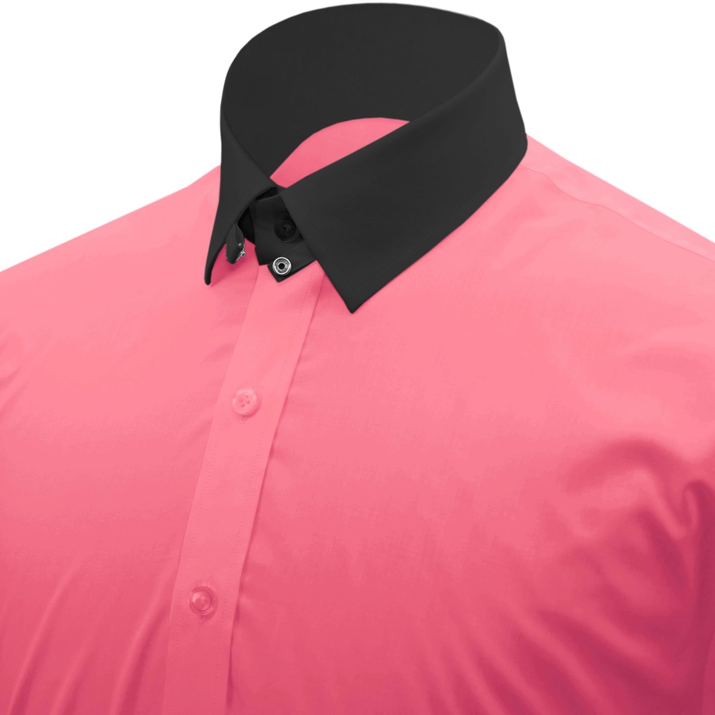 Snap Tab Collar Men's Rose Pink Dress Shirt Retro James Bond Celebrity Style Dress Classic Kent Clergy Collar Shirt Eton Loop Collar 70s 80s