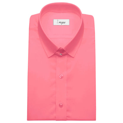 Snap Tab Collar Men's Rose Pink Dress Shirt Retro James Bond Celebrity Style Dress Classic Kent Clergy Collar Shirt Eton Loop Collar 70s 80s