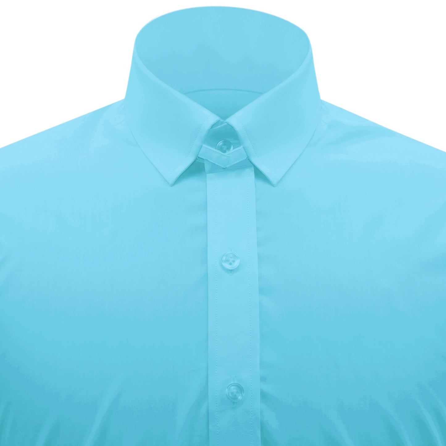 Snap Tab Collar Men's Sea Blue  Dress Shirt Retro James Bond Celebrity Style Dress Classic Kent Clergy Collar Shirt Eton Loop Collar 70s 80s