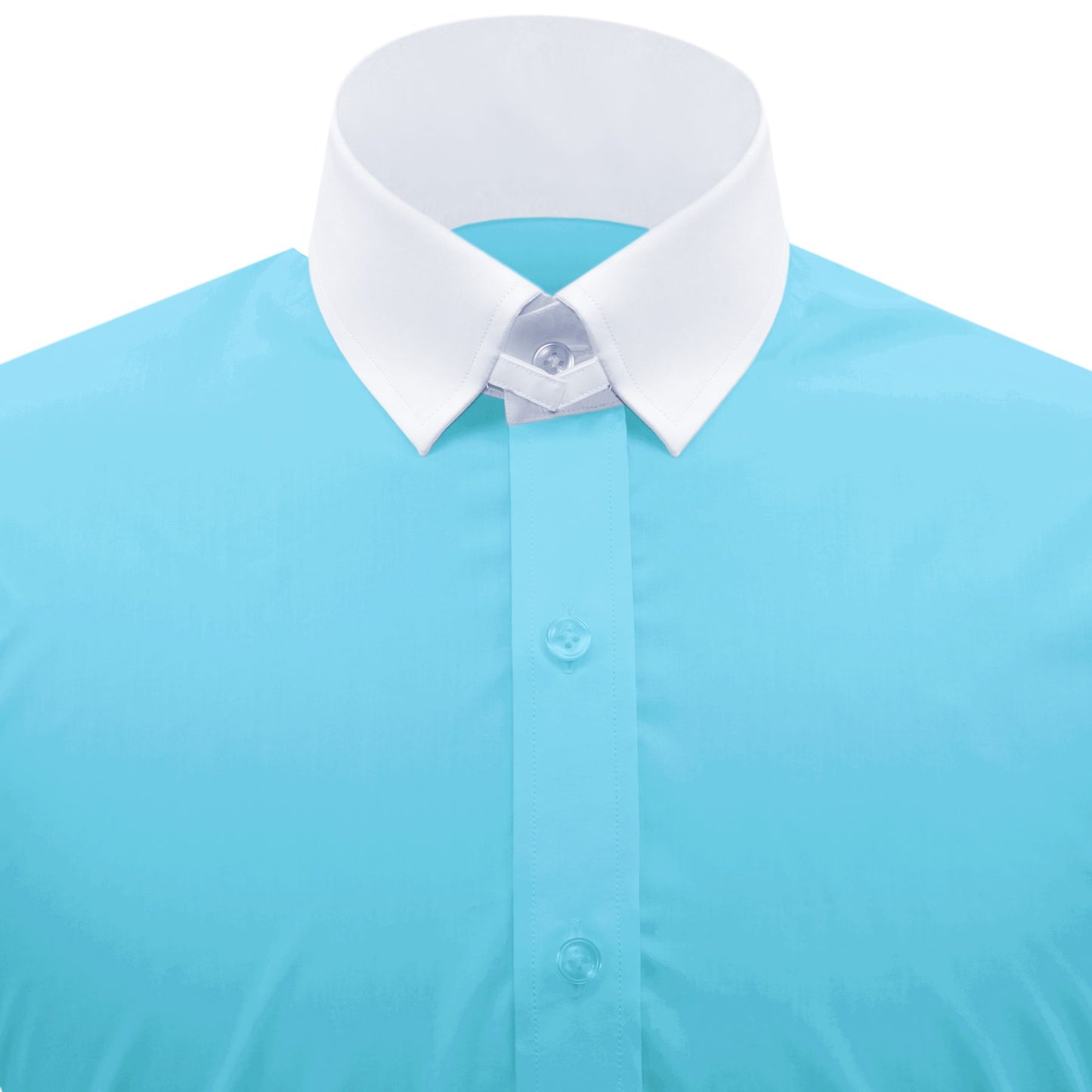 Snap Tab Collar Men's Sea Blue  Dress Shirt Retro James Bond Celebrity Style Dress Classic Kent Clergy Collar Shirt Eton Loop Collar 70s 80s