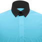 Snap Tab Collar Men's Sea Blue  Dress Shirt Retro James Bond Celebrity Style Dress Classic Kent Clergy Collar Shirt Eton Loop Collar 70s 80s