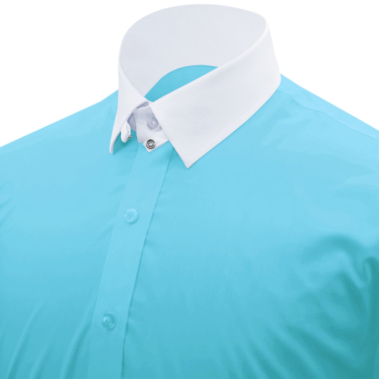 Snap Tab Collar Men's Sea Blue  Dress Shirt Retro James Bond Celebrity Style Dress Classic Kent Clergy Collar Shirt Eton Loop Collar 70s 80s