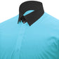 Snap Tab Collar Men's Sea Blue  Dress Shirt Retro James Bond Celebrity Style Dress Classic Kent Clergy Collar Shirt Eton Loop Collar 70s 80s