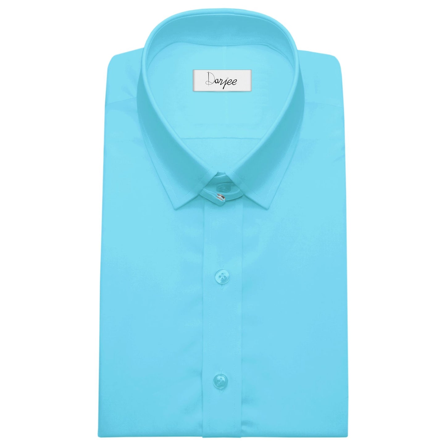 Snap Tab Collar Men's Sea Blue  Dress Shirt Retro James Bond Celebrity Style Dress Classic Kent Clergy Collar Shirt Eton Loop Collar 70s 80s