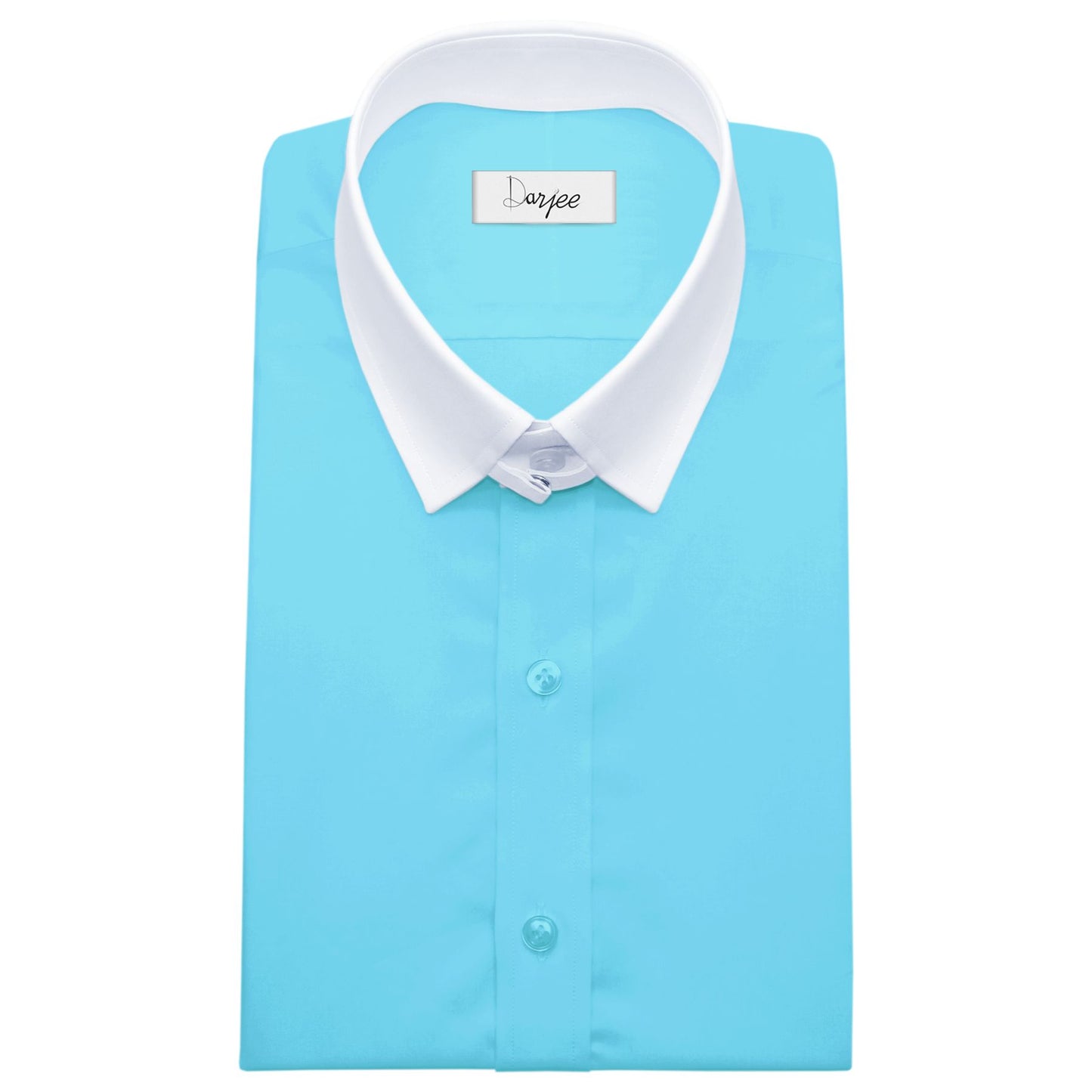 Snap Tab Collar Men's Sea Blue  Dress Shirt Retro James Bond Celebrity Style Dress Classic Kent Clergy Collar Shirt Eton Loop Collar 70s 80s