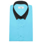 Snap Tab Collar Men's Sea Blue  Dress Shirt Retro James Bond Celebrity Style Dress Classic Kent Clergy Collar Shirt Eton Loop Collar 70s 80s