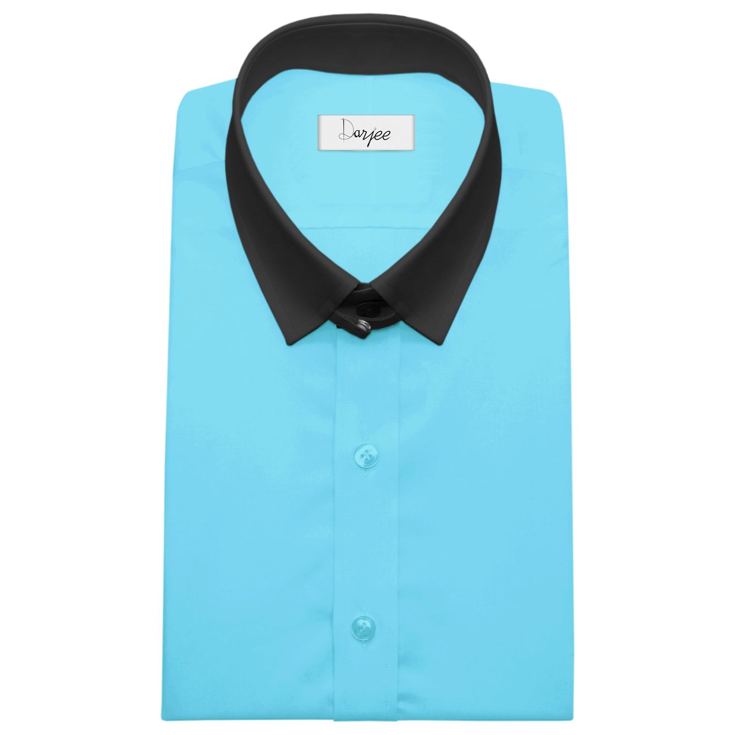 Snap Tab Collar Men's Sea Blue  Dress Shirt Retro James Bond Celebrity Style Dress Classic Kent Clergy Collar Shirt Eton Loop Collar 70s 80s