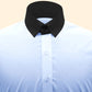 Snap Tab Collar Men's Sky Blue  Dress Shirt Retro James Bond Celebrity Style Dress Classic Kent Clergy Collar Shirt Eton Loop Collar 70s 80s