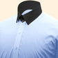 Snap Tab Collar Men's Sky Blue  Dress Shirt Retro James Bond Celebrity Style Dress Classic Kent Clergy Collar Shirt Eton Loop Collar 70s 80s