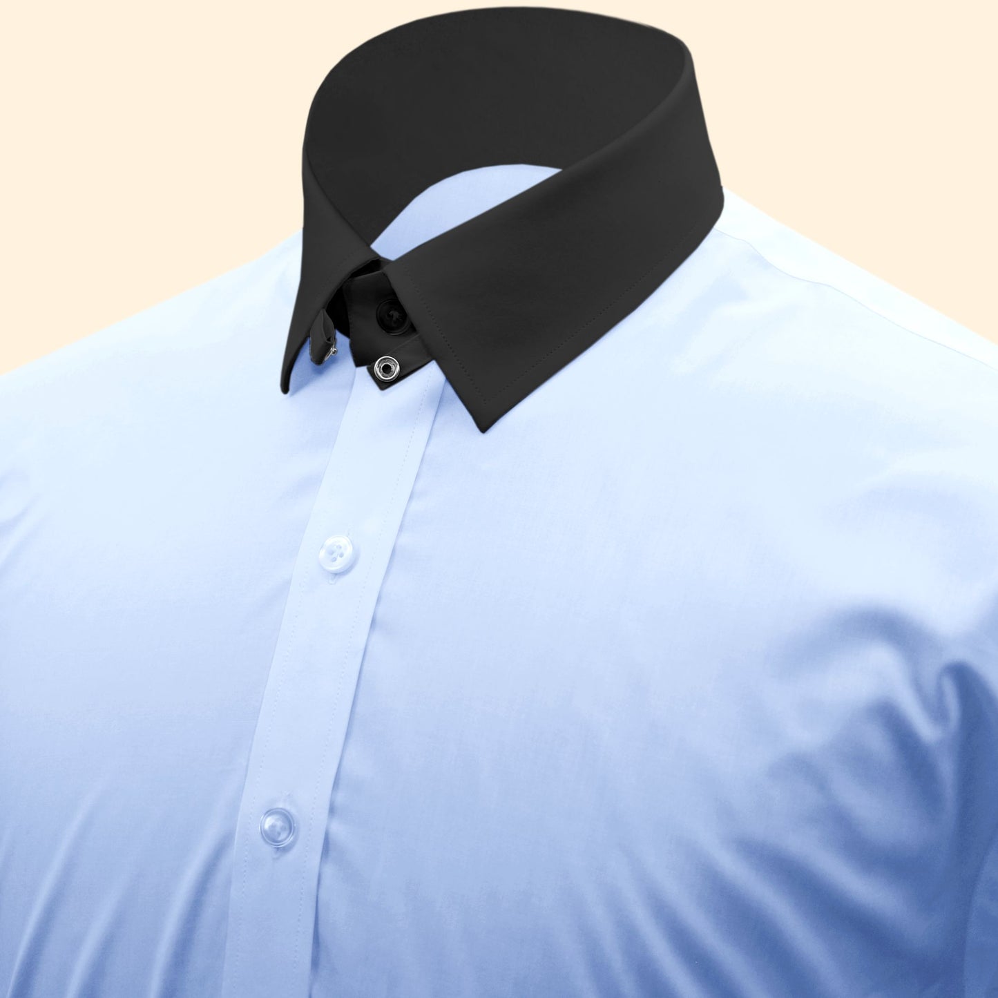 Snap Tab Collar Men's Sky Blue  Dress Shirt Retro James Bond Celebrity Style Dress Classic Kent Clergy Collar Shirt Eton Loop Collar 70s 80s