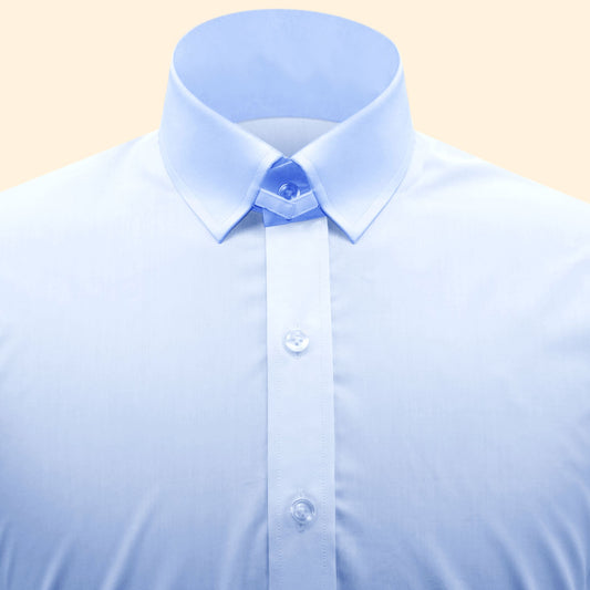 Snap Tab Collar Men's Sky Blue  Dress Shirt Retro James Bond Celebrity Style Dress Classic Kent Clergy Collar Shirt Eton Loop Collar 70s 80s