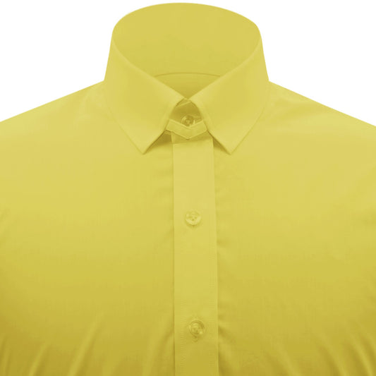 Snap Tab Collar Men's Yellow Dress Shirt Retro James Bond Celebrity Style Dress Classic Kent Clergy Collar Shirt Eton Loop Collar 70s 80s