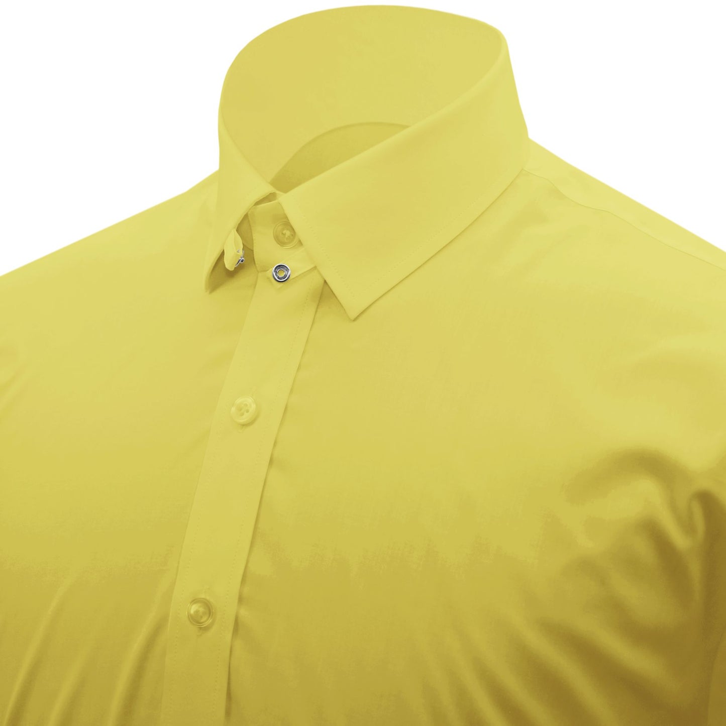 Snap Tab Collar Men's Yellow Dress Shirt Retro James Bond Celebrity Style Dress Classic Kent Clergy Collar Shirt Eton Loop Collar 70s 80s