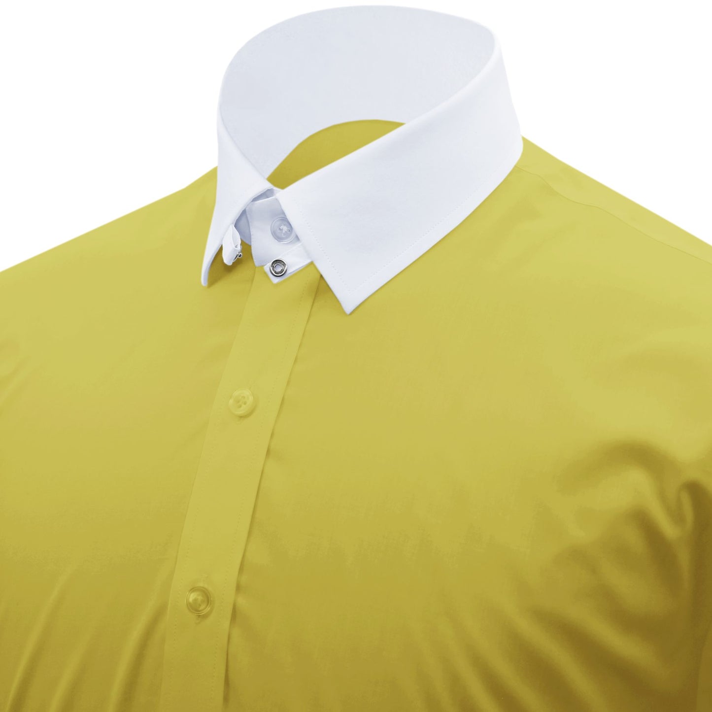 Snap Tab Collar Men's Yellow Dress Shirt Retro James Bond Celebrity Style Dress Classic Kent Clergy Collar Shirt Eton Loop Collar 70s 80s