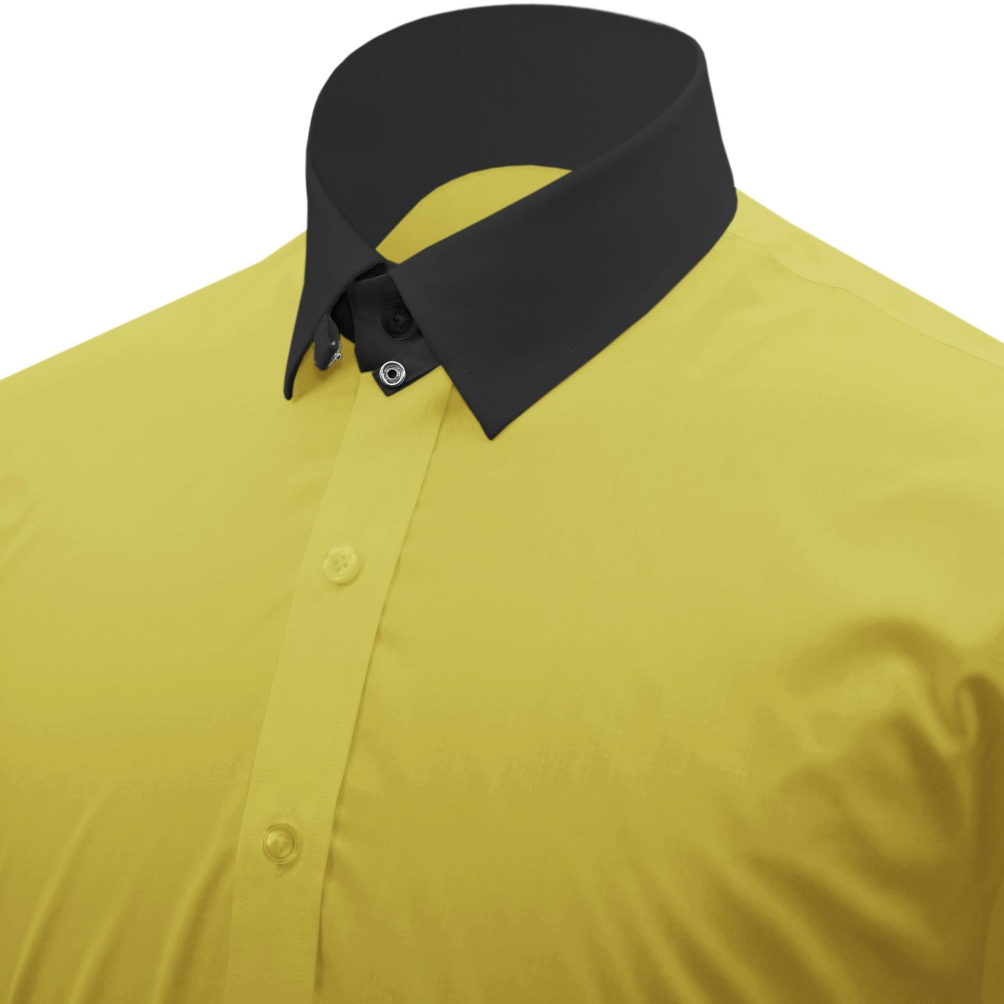 Snap Tab Collar Men's Yellow Dress Shirt Retro James Bond Celebrity Style Dress Classic Kent Clergy Collar Shirt Eton Loop Collar 70s 80s
