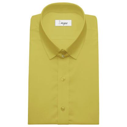 Snap Tab Collar Men's Yellow Dress Shirt Retro James Bond Celebrity Style Dress Classic Kent Clergy Collar Shirt Eton Loop Collar 70s 80s