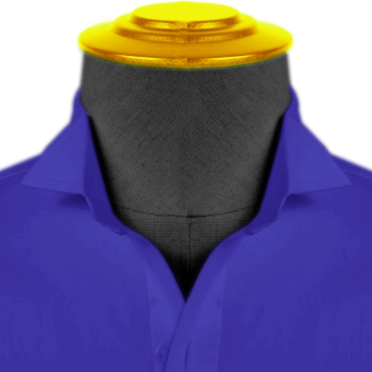High Wing Collar Blue Shirt For Men Vintage Blouse Edwardian Statement Collar Dress Shirt Sharp Tip Bib Front Collar Retro Style Shirt