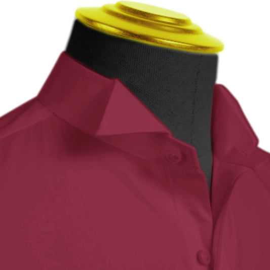 High Wing Collar Dark Red Shirt For Men Vintage Blouse Edwardian Statement Collar Dress Shirt Sharp Tip Bib Front Collar Retro Style Shirt