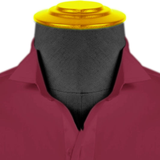 High Wing Collar Dark Red Shirt For Men Vintage Blouse Edwardian Statement Collar Dress Shirt Sharp Tip Bib Front Collar Retro Style Shirt