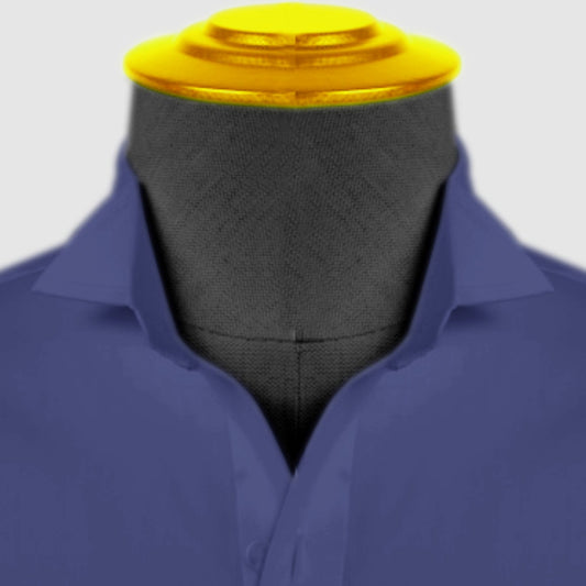 High Wing Collar Navy Blue Shirt For Men Vintage Blouse Edwardian Statement Collar Dress Shirt Sharp Tip Bib Front Collar Retro Style Shirt