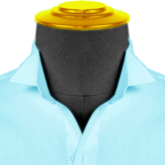 High Wing Collar Sea Blue Shirt For Men Vintage Blouse Edwardian Statement Collar Dress Shirt Sharp Tip Bib Front Collar Retro Style Shirt