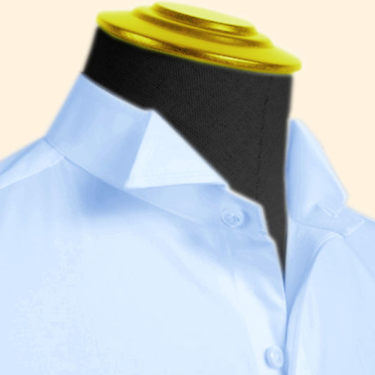 High Wing Collar Sky Blue Shirt For Men Vintage Blouse Edwardian Statement Collar Dress Shirt Sharp Tip Bib Front Collar Retro Style Shirt
