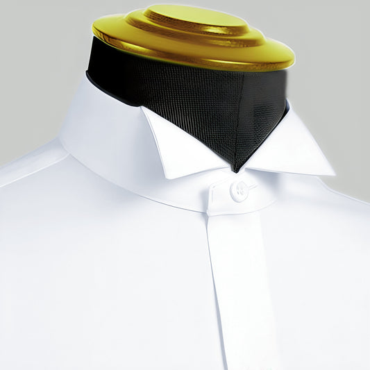 High Wing Collar White Shirt For Men Vintage Blouse Edwardian Statement Collar Dress Shirt Sharp Tip Bib Front Collar Retro Style Shirt