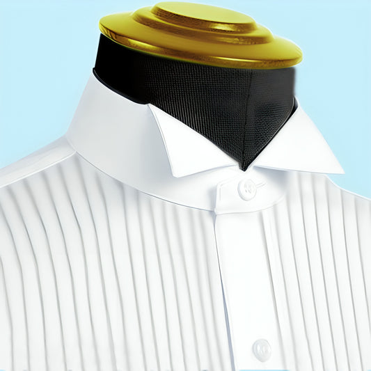 High Wing Collar White Shirt For Men Vintage Blouse Edwardian Statement Collar Dress Shirt Sharp Tip Bib Front Collar Retro Style Shirt