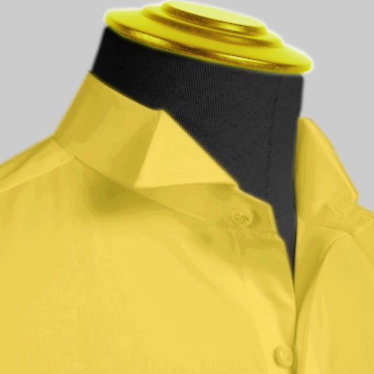 High Wing Collar Yellow Shirt For Men Vintage Blouse Edwardian Statement Collar Dress Shirt Sharp Tip Bib Front Collar Retro Style Shirt