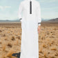 White Men Emirati Thobes Jubbah Arab Thobe Contrast Black Piping Galabiyya Islamic Wear Islamic Muslim Wear Robes for Men Eid Special Wear
