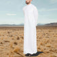 White Men Emirati Thobes Arabic Jubbah Thobe Contrast Galabiyya Islamic Wear Muslim Wear Robes for Men Kaftan Eid Special Saudi Style Wear