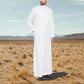 White Men Emirati Thobes Arabic Jubbah Thobe Contrast Galabiyya Islamic Wear Muslim Wear Robes for Men Kaftan Eid Special Saudi Style Wear