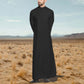 Black Men Jubbah Arabic Emirati Thobe Galabiyya Islamic Muslim Wear Robes for Men Eid Festival Special Wear Saudi Style Men Cotton Caftan